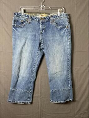 LEI Ashley Ultra Low Rise Jeans Size 13 Blue Denim Faded Stretch Y2K Style